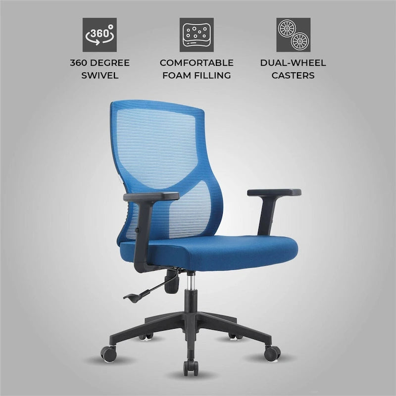 Silla de oficina con respaldo medio, altura ajustable, giro e inclinación