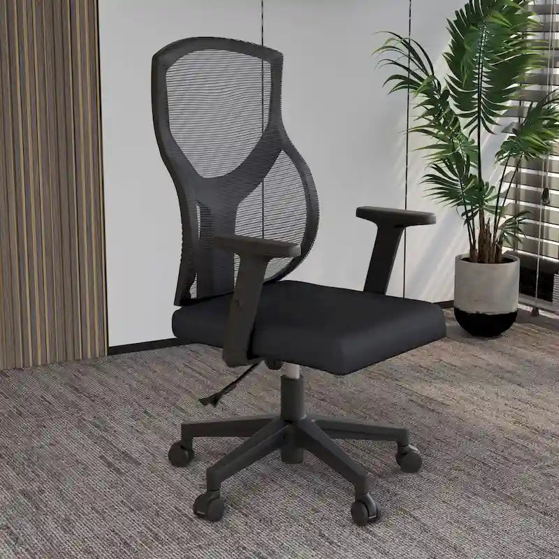 Silla de oficina con respaldo medio, altura ajustable, giro e inclinación