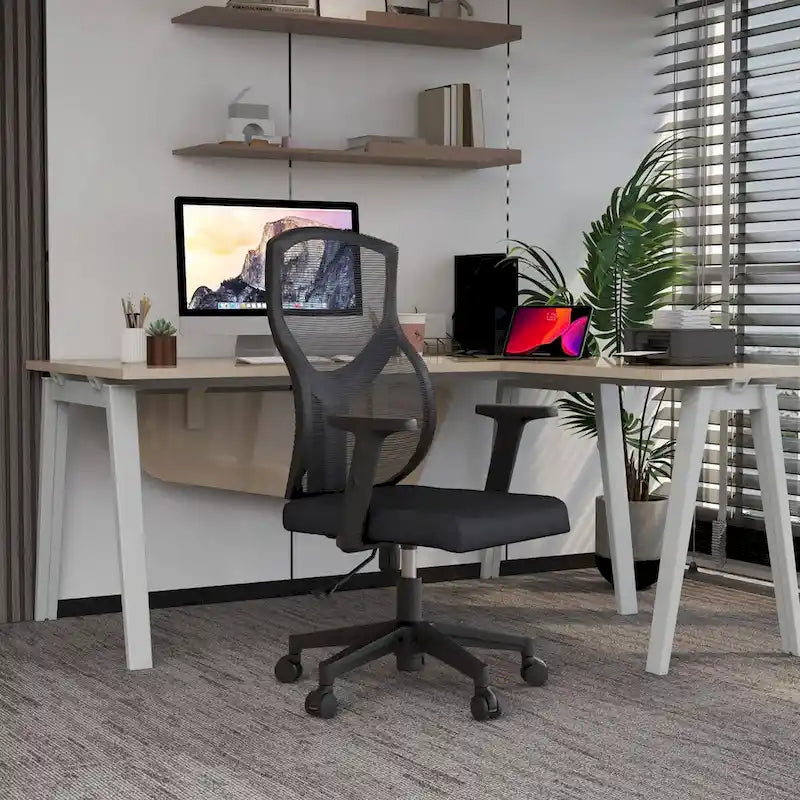 Silla de oficina con respaldo medio, altura ajustable, giro e inclinación