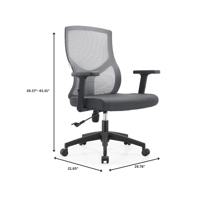 Silla de oficina con respaldo medio, altura ajustable, giro e inclinación