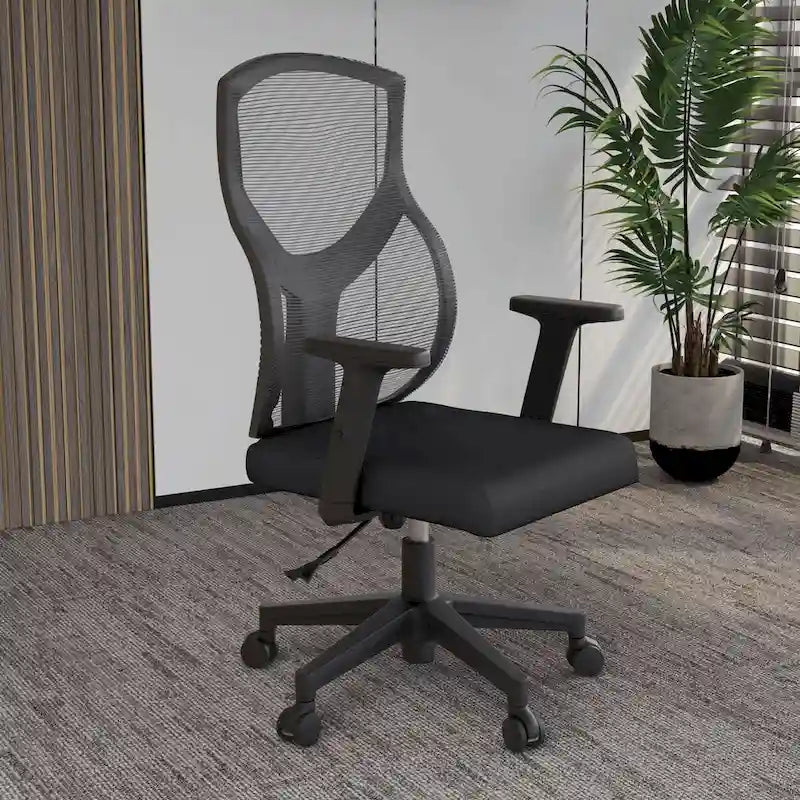 Silla de oficina con respaldo medio, altura ajustable, giro e inclinación