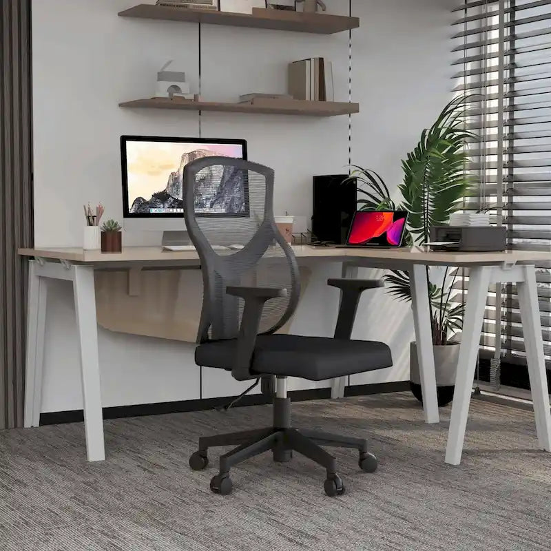 Silla de oficina con respaldo medio, altura ajustable, giro e inclinación