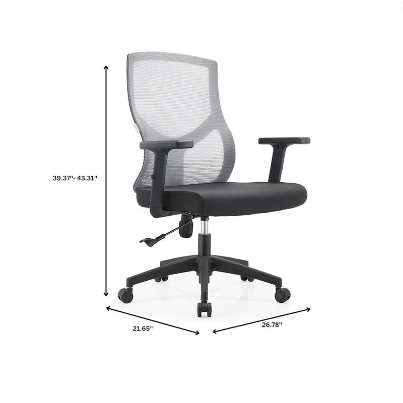 Silla de oficina con respaldo medio, altura ajustable, giro e inclinación