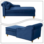 Sillón Chaiselongue de Almacenamiento Tapizado en Terciopelo Francés Elegante con una Almohada