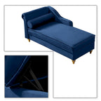 Sillón Chaiselongue de Almacenamiento Tapizado en Terciopelo Francés Elegante con una Almohada