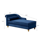 Sillón Chaiselongue de Almacenamiento Tapizado en Terciopelo Francés Elegante con una Almohada