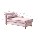 Sillón Chaiselongue de Almacenamiento Tapizado en Terciopelo Francés Elegante con una Almohada