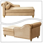 Sillón Chaiselongue de Almacenamiento Tapizado en Terciopelo Francés Elegante con una Almohada
