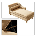 Sillón Chaiselongue de Almacenamiento Tapizado en Terciopelo Francés Elegante con una Almohada