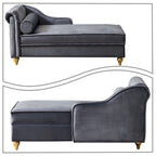 Sillón Chaiselongue de Almacenamiento Tapizado en Terciopelo Francés Elegante con una Almohada