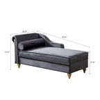 Sillón Chaiselongue de Almacenamiento Tapizado en Terciopelo Francés Elegante con una Almohada