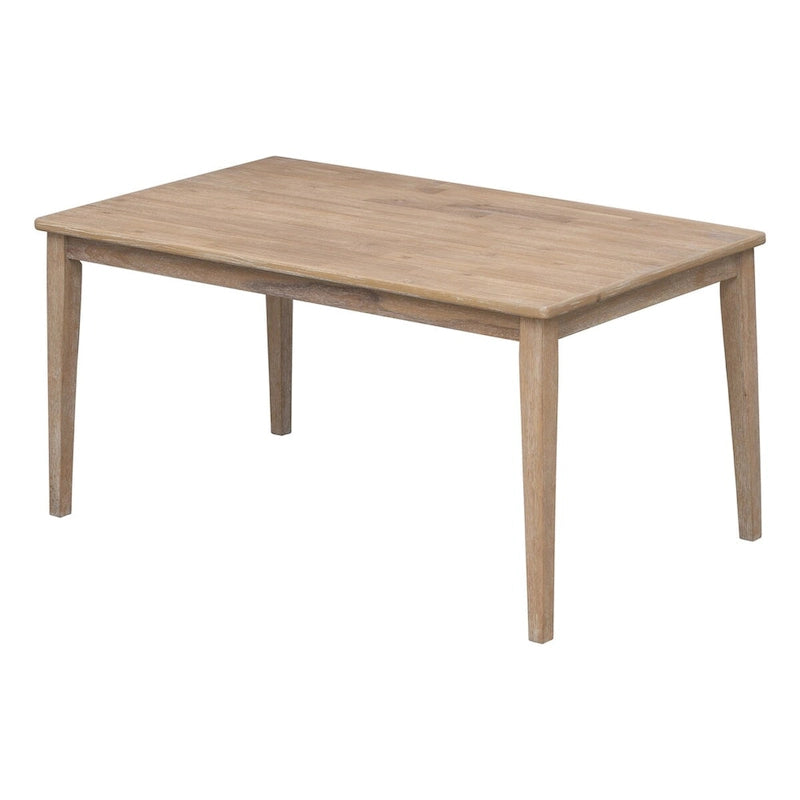 Mesa de comedor de madera maciza de 6 piezas con banco, con lavado de madera natural