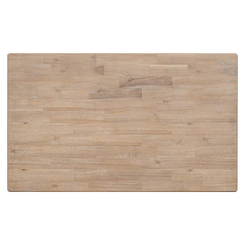 Mesa de comedor de madera maciza de 6 piezas con banco, con lavado de madera natural