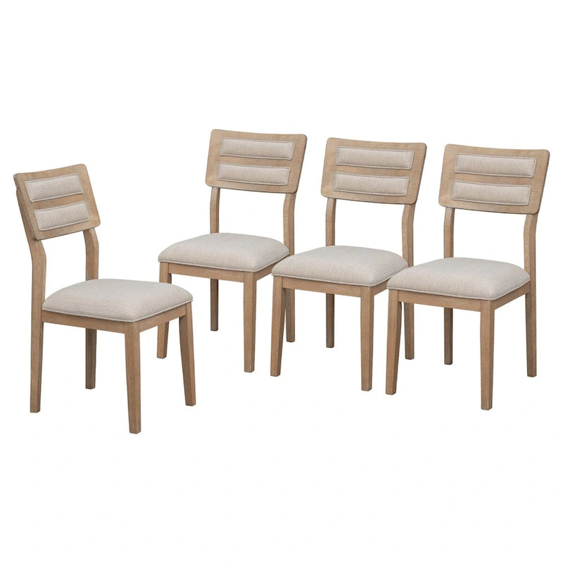 Mesa de comedor de madera maciza de 6 piezas con banco, con lavado de madera natural